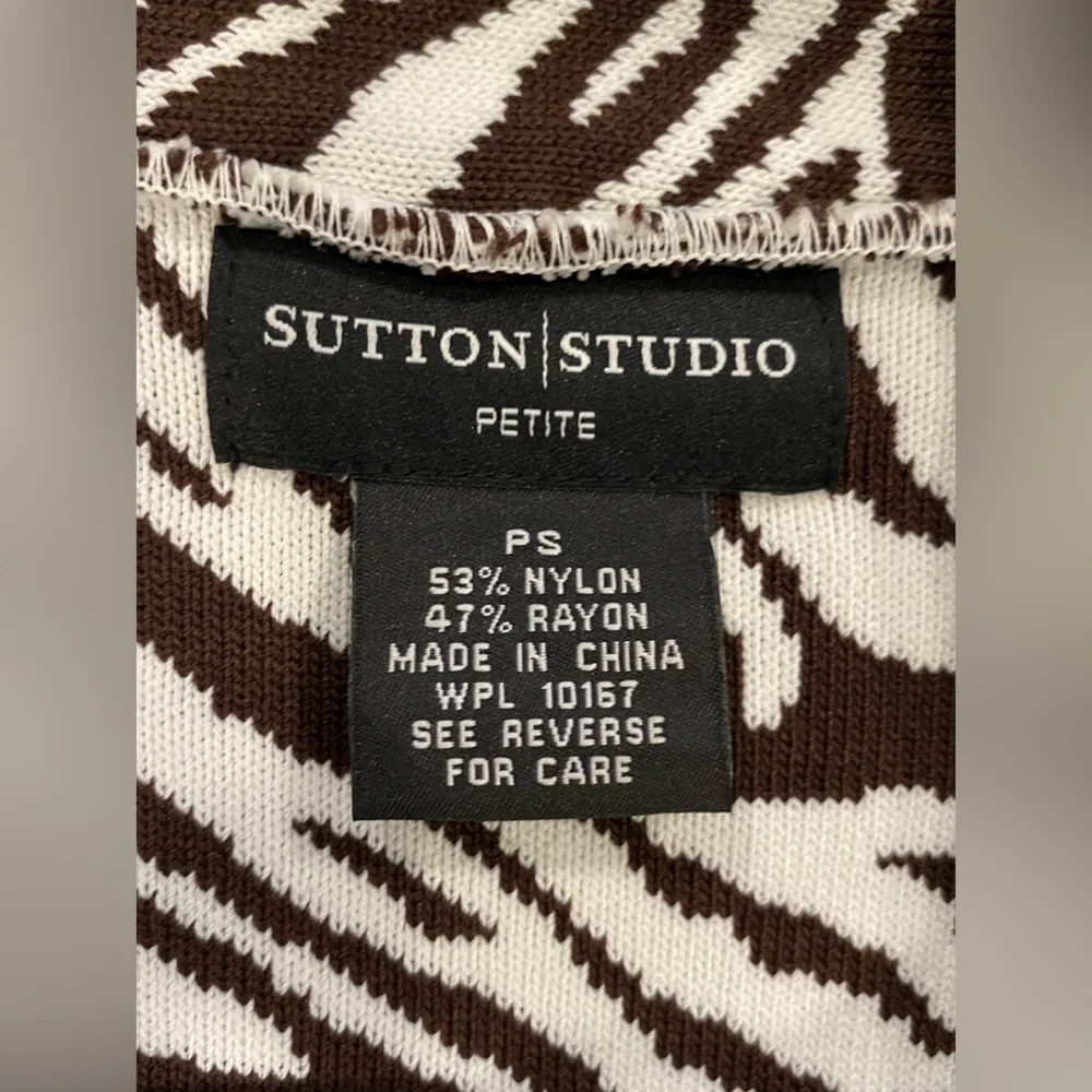 Sutton Studio Animal Print Sweater Blazer Size Petite Small